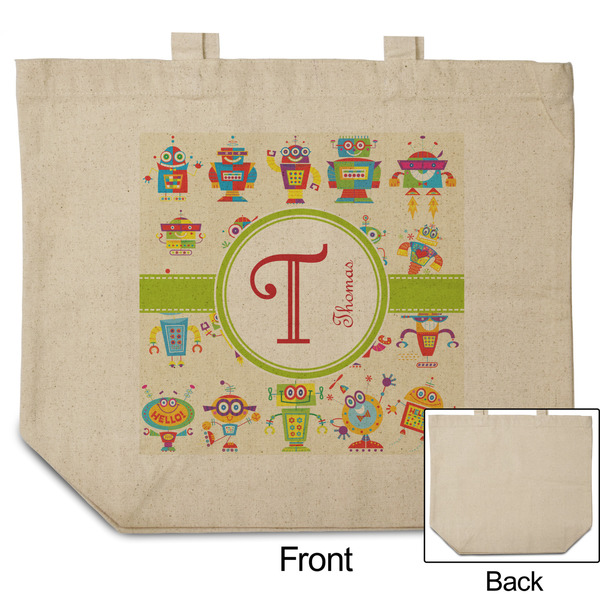 Rocking Robots Reusable Cotton Grocery Bag - Front & Back View