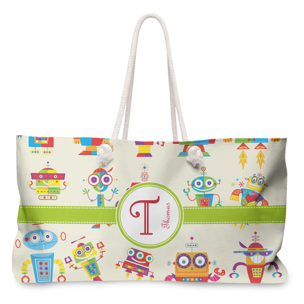 Custom Rocking Robots Large Tote Bag with Rope Handles (Personalized)