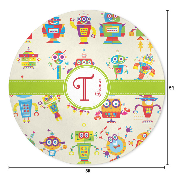 Rocking Robots Round Area Rug - Size