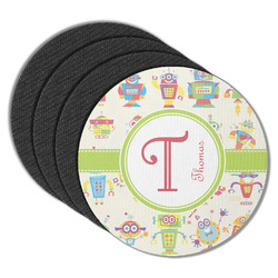 Rocking Robots Round Rubber Backed Coasters - Set of 4 (Personalized)