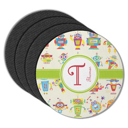 Rocking Robots Round Rubber Backed Coasters - Set of 4 (Personalized)