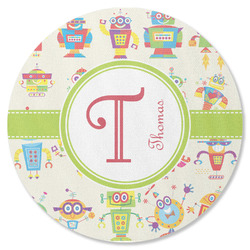 Rocking Robots Round Rubber Backed Coaster (Personalized)