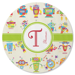 Rocking Robots Round Rubber Backed Coaster (Personalized)