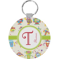 Rocking Robots Round Plastic Keychain (Personalized)