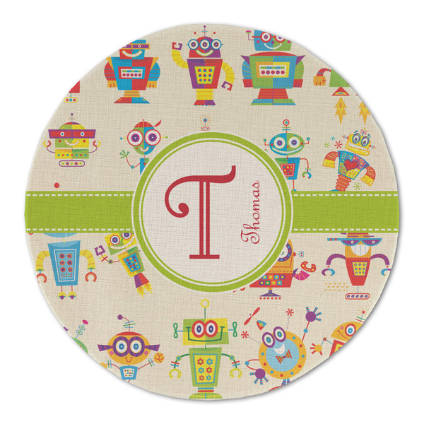 Custom Rocking Robots Round Linen Placemat - Single Sided (Personalized)