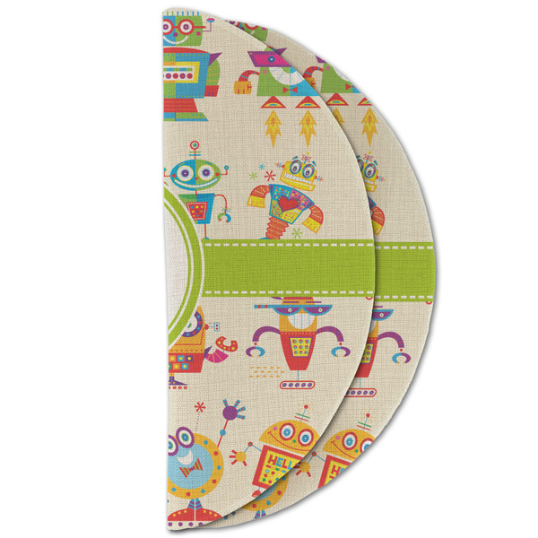 Rocking Robots Round Linen Placemats - HALF FOLDED (double sided)