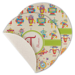 Rocking Robots Round Linen Placemat - Single Sided - Set of 4 (Personalized)