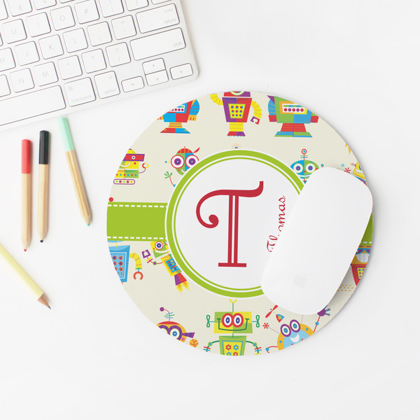 Rocking Robots Round Mousepad - LIFESTYLE 2