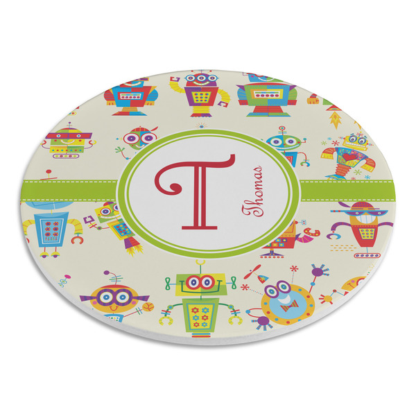 Rocking Robots Round Stone Trivet - Angle View