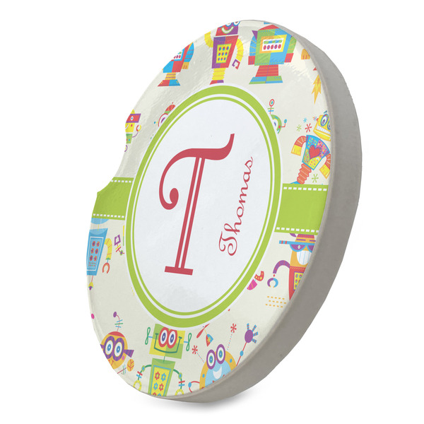 Rocking Robots Sandstone Car Coaster - STANDING ANGLE