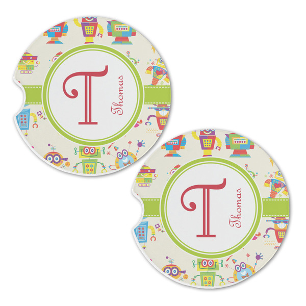 Rocking Robots Sandstone Car Coasters - Set of 2