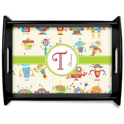 Rocking Robots Black Wooden Tray - Large (Personalized)