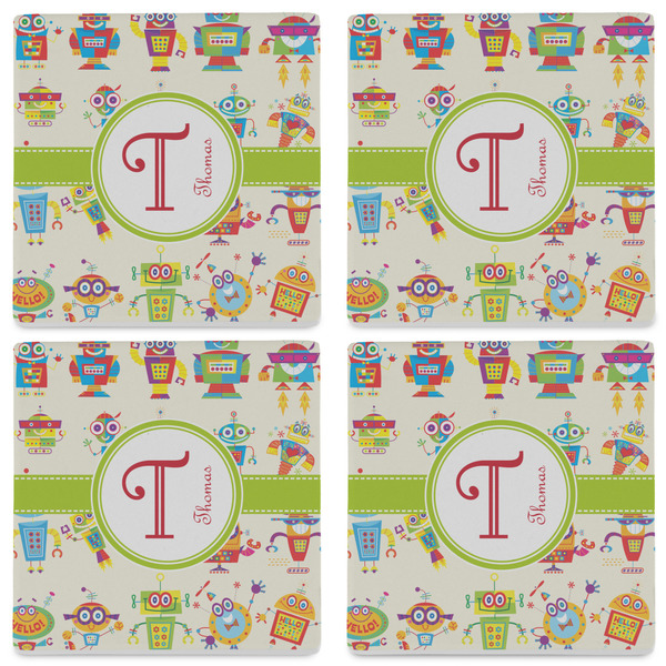 Rocking Robots Set of 4 Sandstone Coasters - See All 4 View