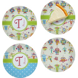 Rocking Robots Set of 4 Glass Appetizer / Dessert Plate 8" (Personalized)