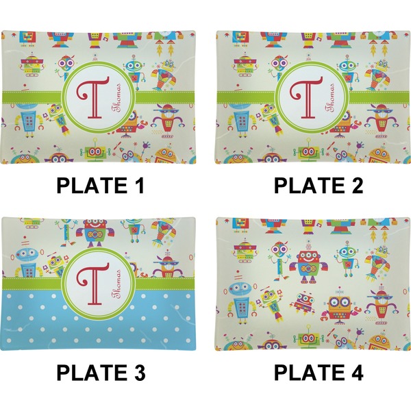 Rocking Robots Set of Rectangular Appetizer / Dessert Plates (Approval)