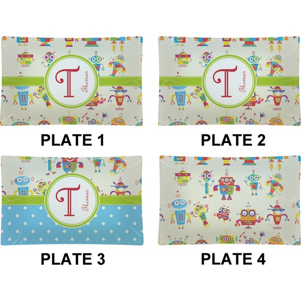 Rocking Robots Set of Rectangular Dinner Plates (Approval)