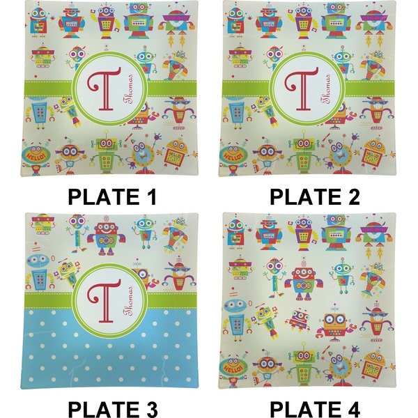 Rocking Robots Set of Square Dinner Plates (Approval)