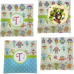 Rocking Robots Set of 4 Glass Square Lunch / Dinner Plate 9.5" (Personalized)