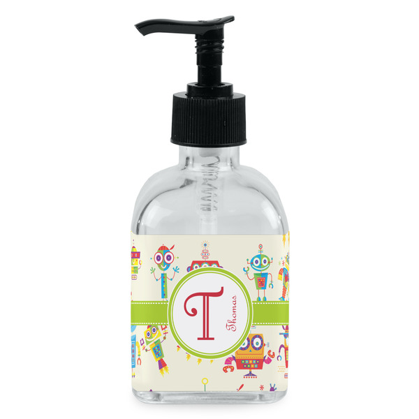 Custom Rocking Robots Glass Soap & Lotion Bottle - Single Bottle (Personalized)
