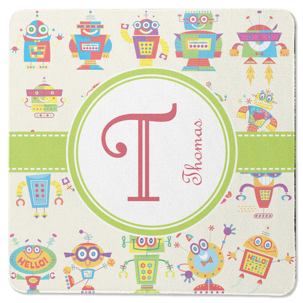 Custom Rocking Robots Square Rubber Backed Coaster (Personalized)