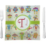 Rocking Robots 9.5" Glass Square Lunch / Dinner Plate- Single or Set of 4 (Personalized)