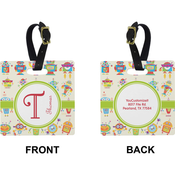 Rocking Robots Square Luggage Tag (Front + Back)