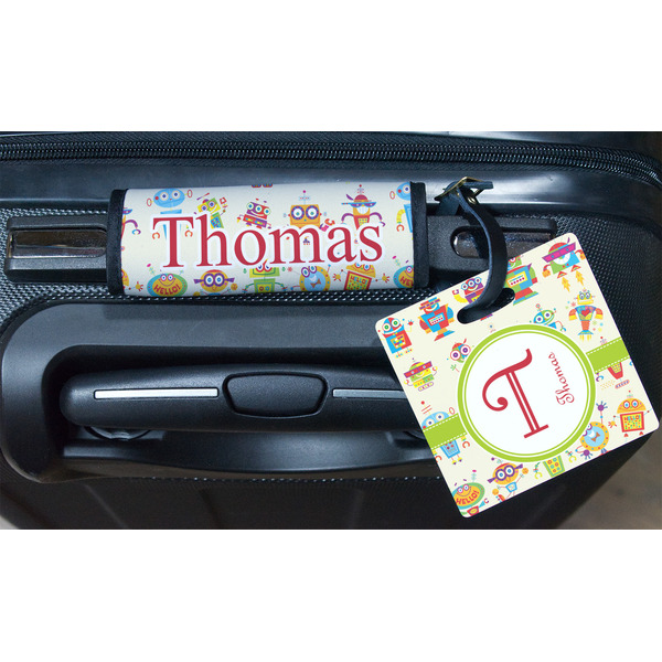 Rocking Robots Square Luggage Tag & Handle Wrap - In Context