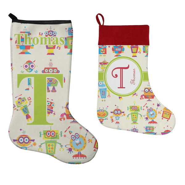 Rocking Robots Stockings - Side by Side compare