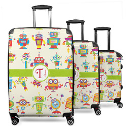 Rocking Robots 3 Piece Luggage Set - 20" Carry On, 24" Medium Checked, 28" Large Checked (Personalized)
