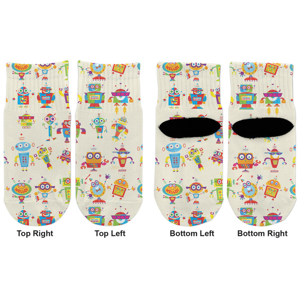 Rocking Robots Toddler Ankle Socks - Double Pair - Front and Back - Apvl