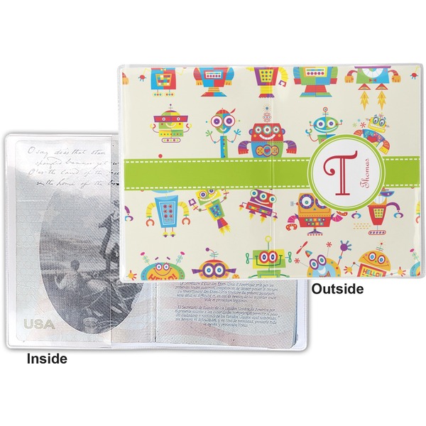 Rocking Robots Vinyl Passport Holder - Flat Front and Back