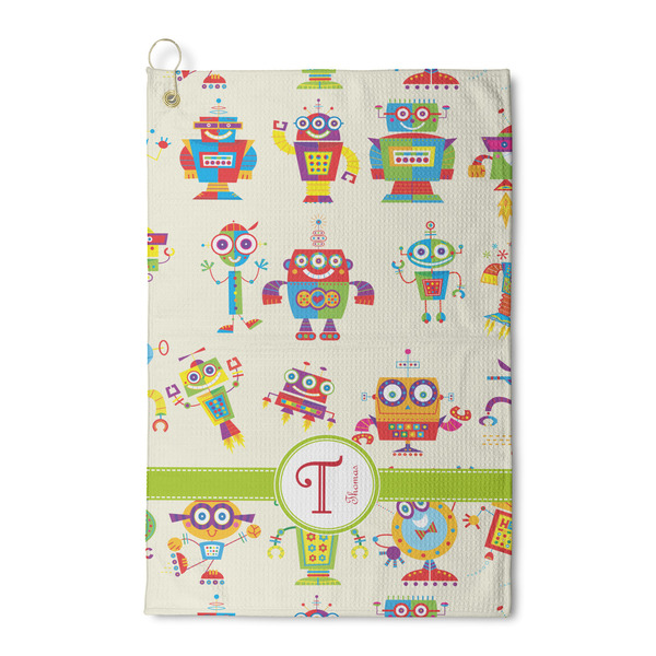 Custom Rocking Robots Waffle Weave Golf Towel (Personalized)