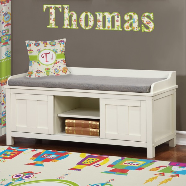 Rocking Robots Wall Name Decal Above Storage bench