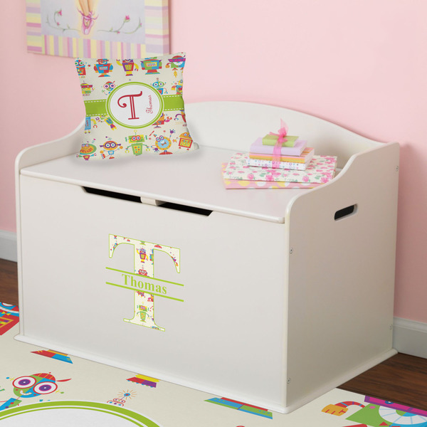 Rocking Robots Wall Name & Initial Small on Toy Chest