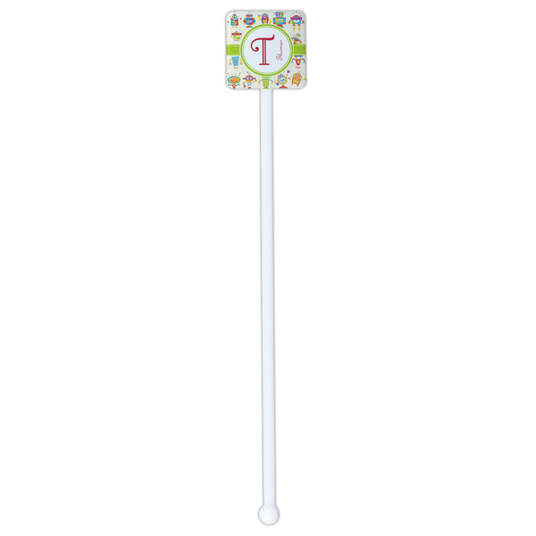 Rocking Robots White Plastic Stir Stick - Double Sided - Square - Single Stick