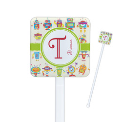 Rocking Robots Square Plastic Stir Sticks - Double Sided (Personalized)