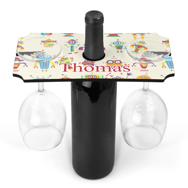 Custom Rocking Robots Wine Bottle & Glass Holder (Personalized)
