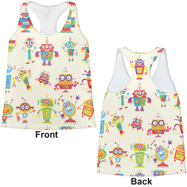 Rocking Robots Womens Racerback Tank Tops - Medium - Front and Back