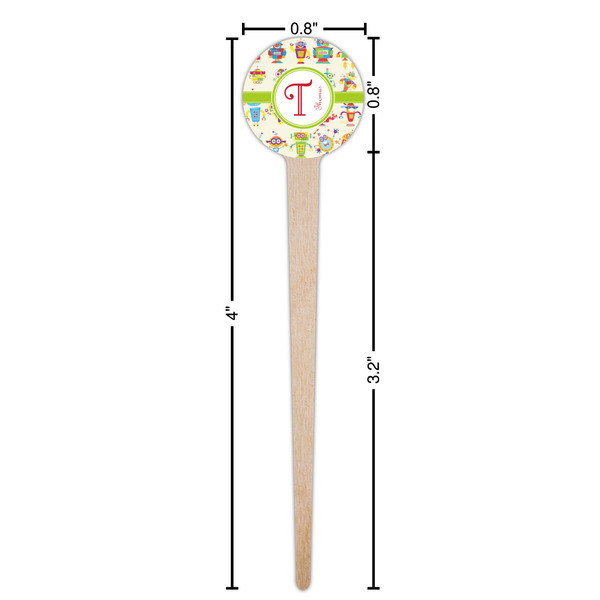 Rocking Robots Wooden 4" Food Pick - Round - Dimensions