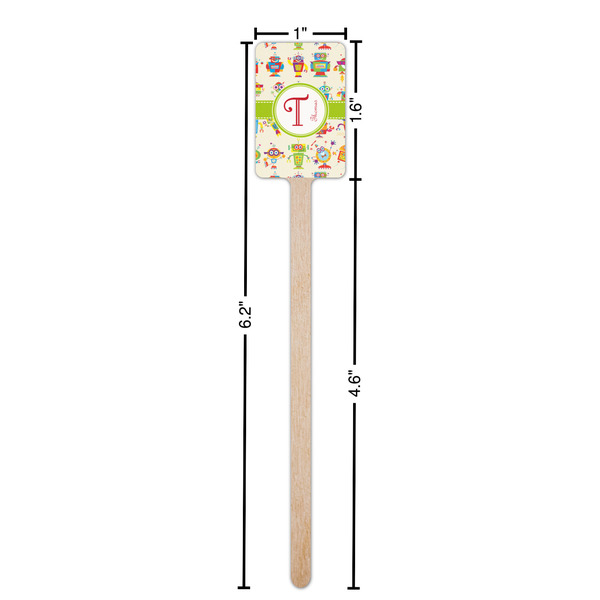 Rocking Robots Wooden 6.25" Stir Stick - Rectangular - Dimensions