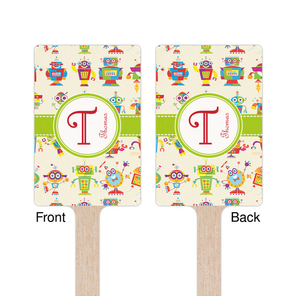 Rocking Robots Wooden 6.25" Stir Stick - Rectangular - Double Sided - Front & Back
