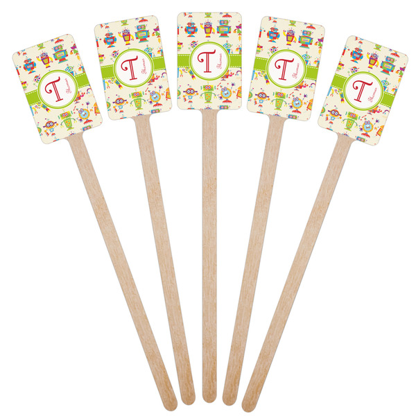 Rocking Robots Wooden 6.25" Stir Stick - Rectangular - Fan View