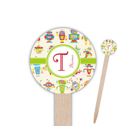 Rocking Robots 6" Round Wooden Food Picks - Single Sided (Personalized)