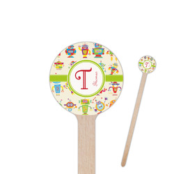 Rocking Robots 6" Round Wooden Stir Sticks - Double Sided (Personalized)
