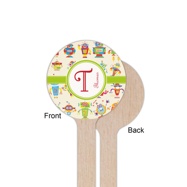 Rocking Robots Wooden 6" Stir Stick - Round - Single Sided - Front & Back