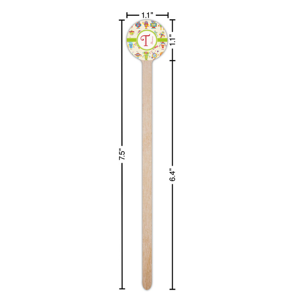 Rocking Robots Wooden 7.5" Stir Stick - Round - Dimensions