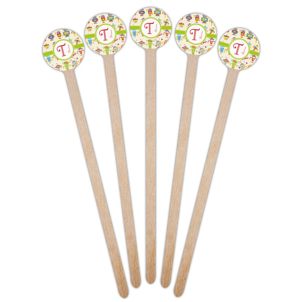 Rocking Robots Wooden 7.5" Stir Stick - Round - Fan View