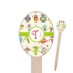 Rocking Robots Oval Wooden Food Picks - Double Sided (Personalized)