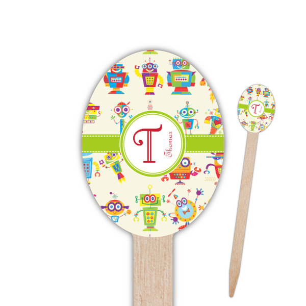 Custom Rocking Robots Oval Wooden Food Picks (Personalized)