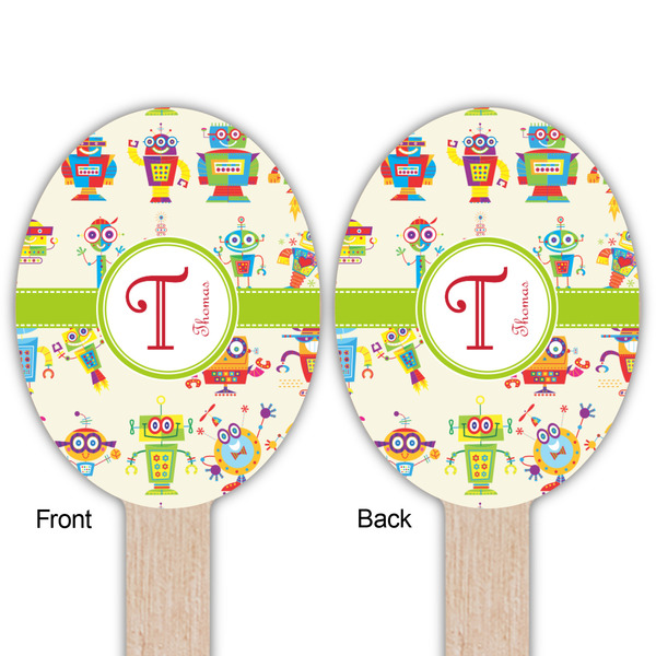 Rocking Robots Wooden Food Pick - Oval - Double Sided - Front & Back